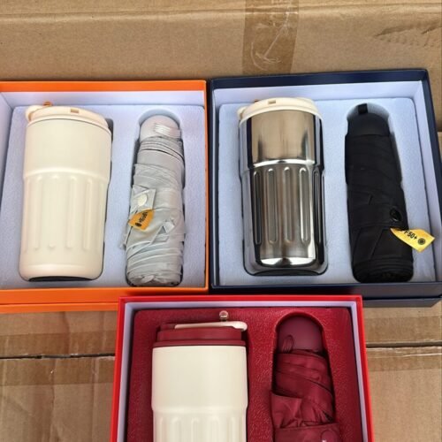 Umbrella and 400ml mini coffee flask set