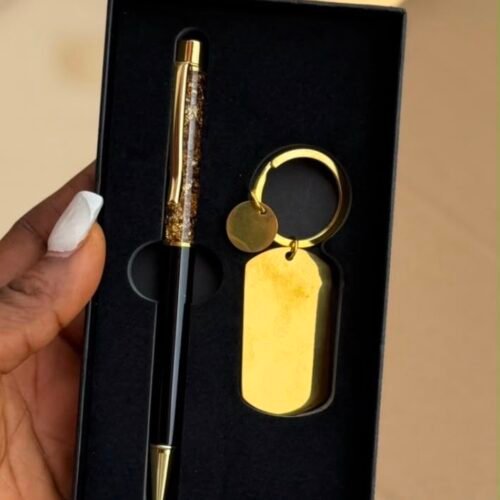 Glitter black pen and keyholder set