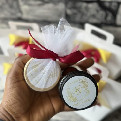 customized and packaged (Scented candle and Sheabutter)