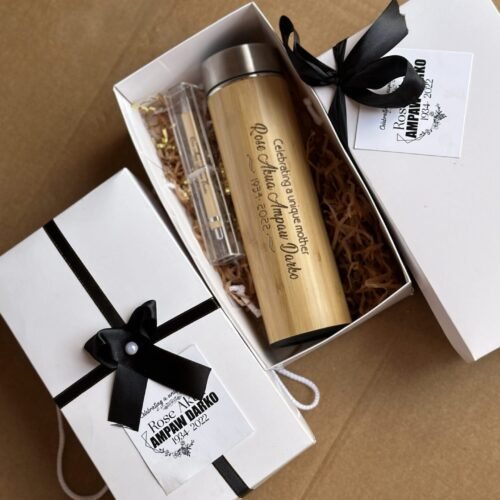 Bamboo flask & Pen (customized and packaged )