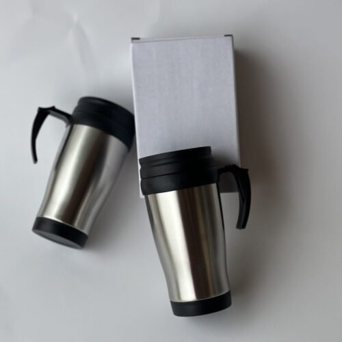 Inside plastic outside stainless steel travel mug