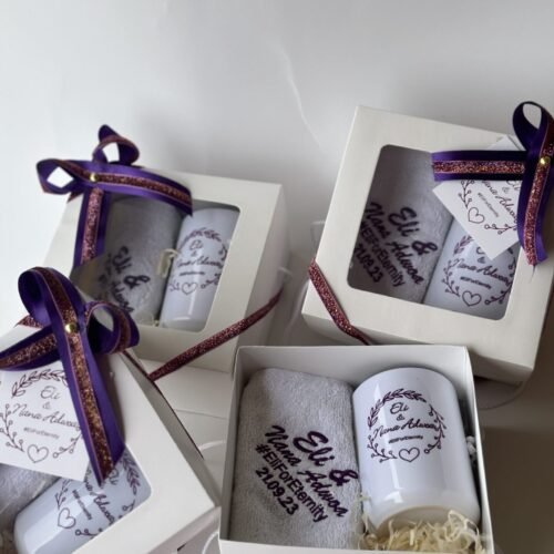 15oz ceramic mug & towel (customized and packaged)