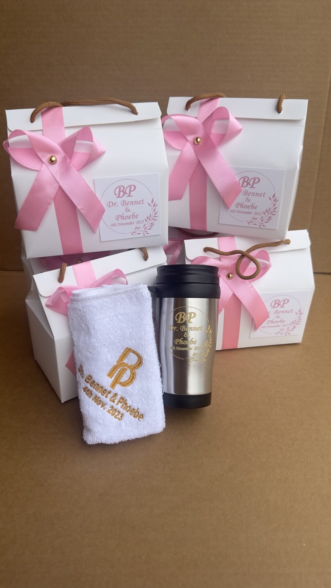 Stainless steel travel mug and towel (customized and packaged) - Image 2