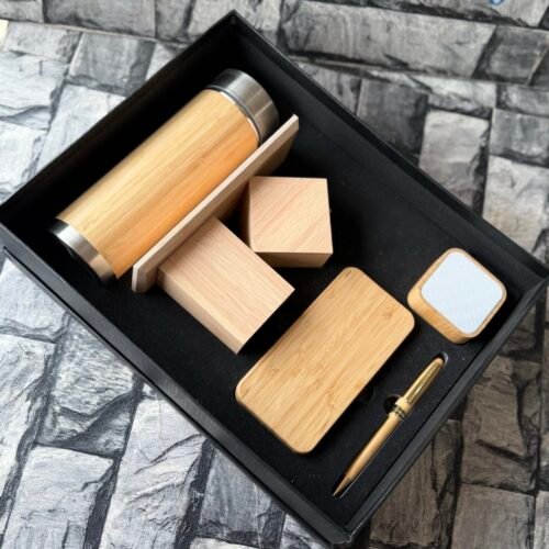 6in1 (Bamboo vacuum flask with power bank set)