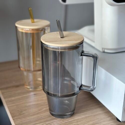 750ml Glass mug with wooden lid
