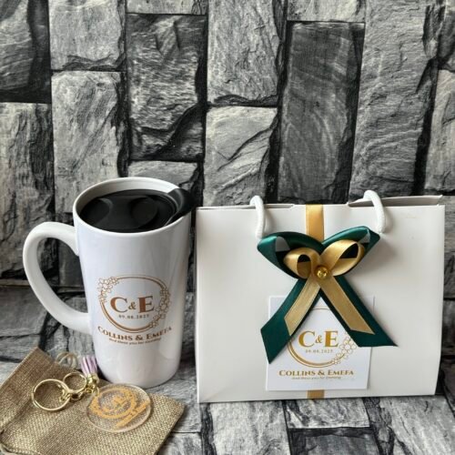 V shape ceramic mug and acrylic Keyholder (customized and packaged)