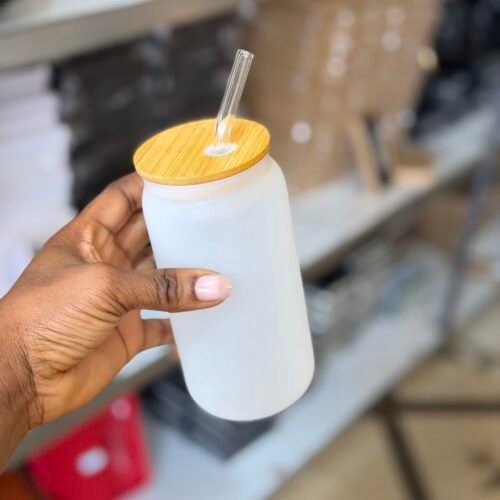 500ml frosted-glass tumbler with wooden lid