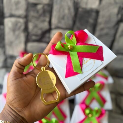 customized and packaged Gold-opener keyholder