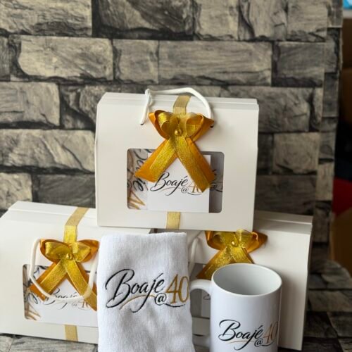 17oz ceramic mug and towel (customized and packaged)