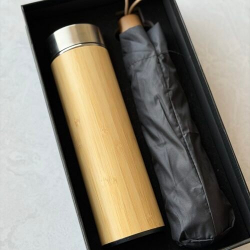 2 in 1 (500ml bamboo flask and umbrella) set