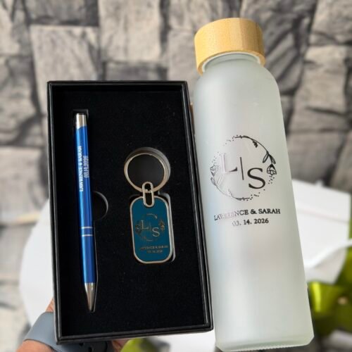 500ml Frosted bottle and keyring set (customized and packaged)
