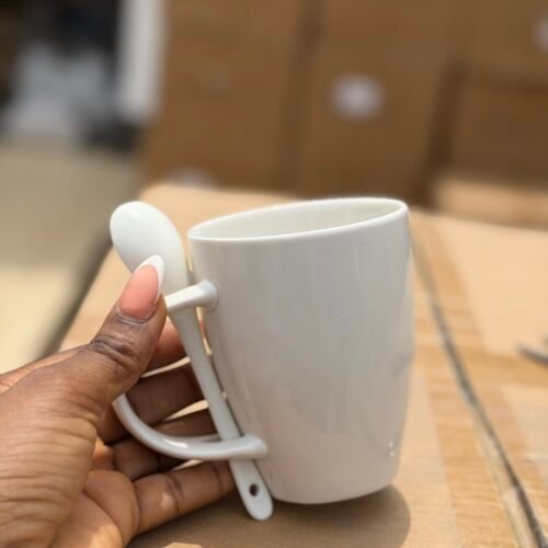 Coned-Base Ceramic mug with spoon