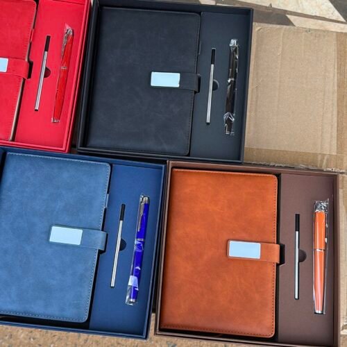 Matt-finish 3in1 leather Notepad set with refill
