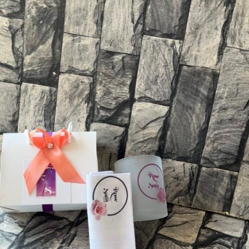 Frosted mug with handkerchief customized and packaged