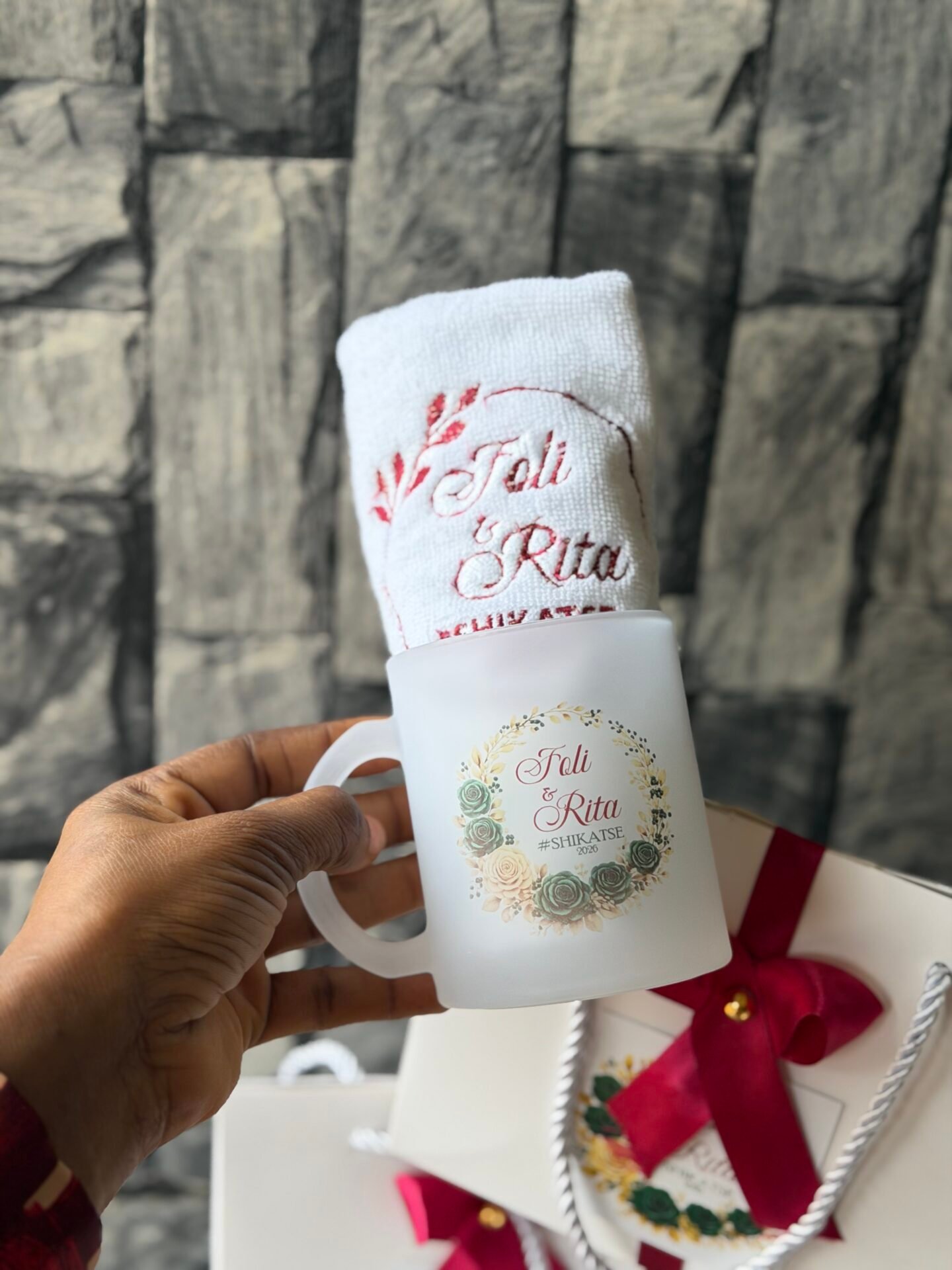frosted mug and facetowel (customized and packaged)