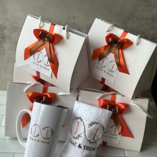V shape and facetowel (customized and packaged)