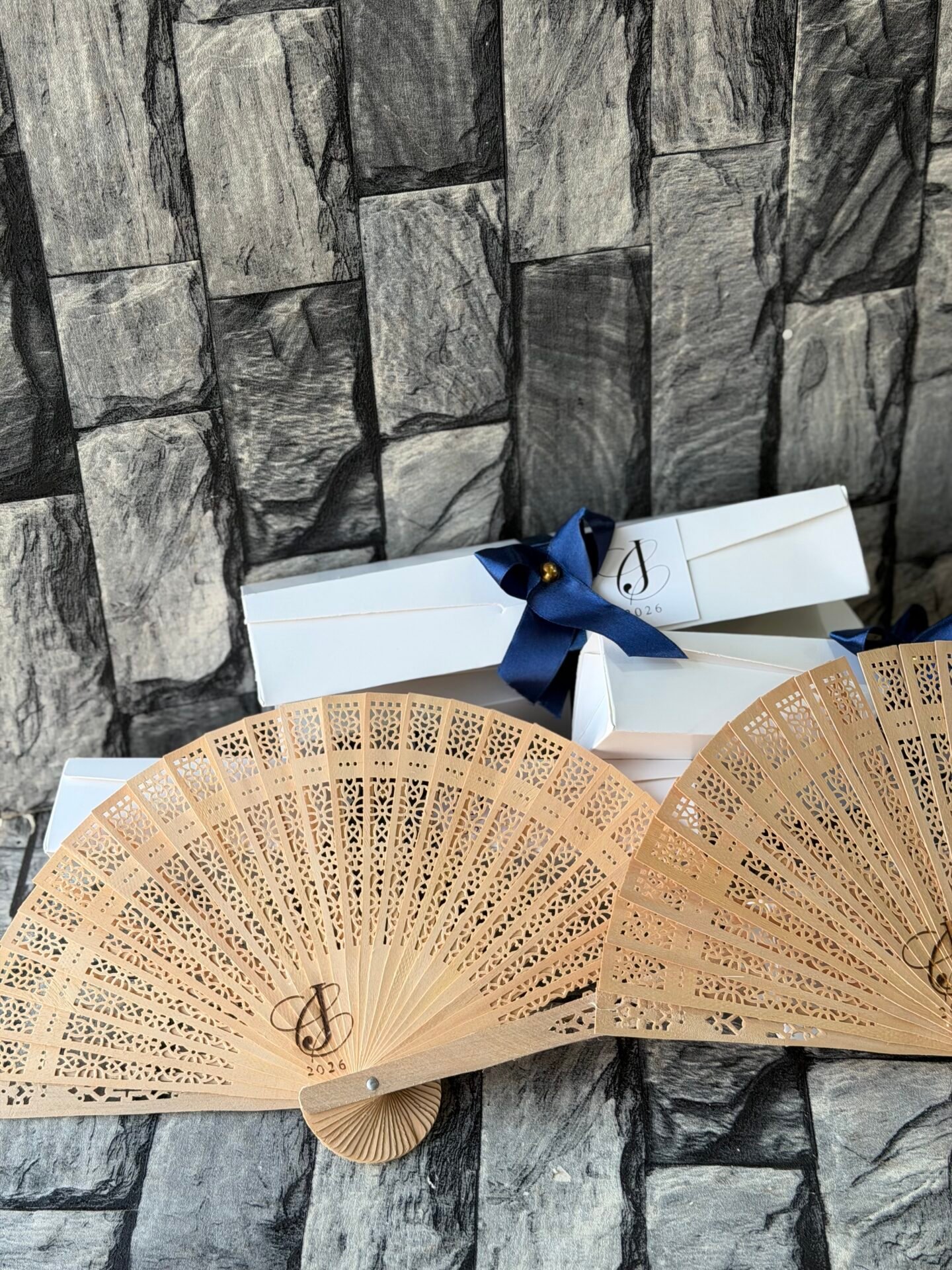 customized and packaged Small wooden fan