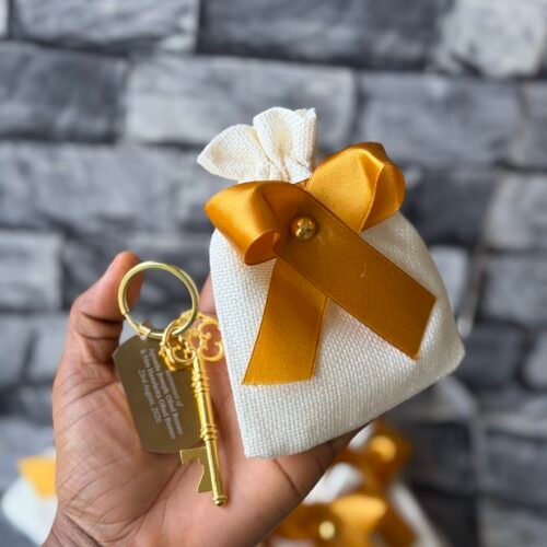 customized and packaged 2in1 Vintage opener with Metal keyholder (gold)