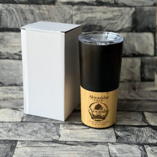 Black and wooden down vacuum flask 750 customized
