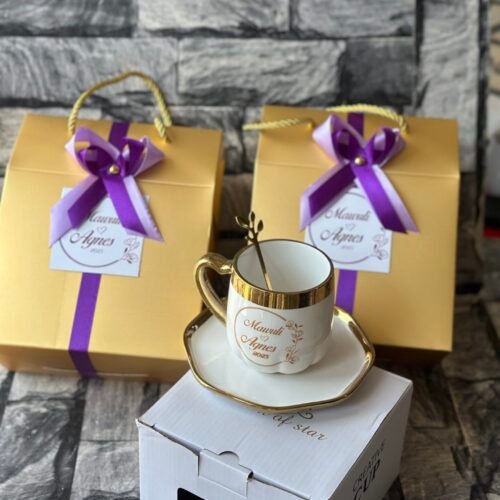Ceramic mug and saucer set (Customized and packaged)