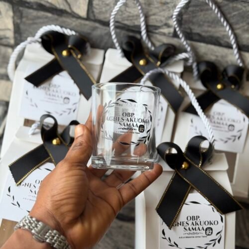 customized and packaged (220ml Whiskey glass cup)