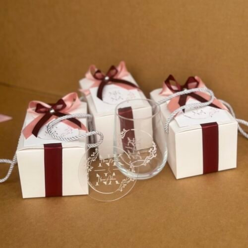 500ml stemless glass cup and acrylic coaster (customized and packaged)