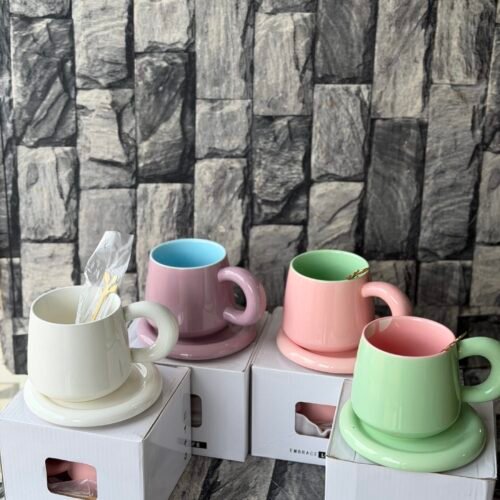 Ceramic mug and saucer