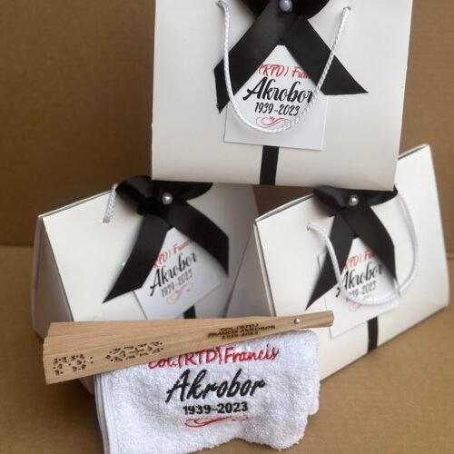 Facetowel and wooden fan (customized and packaged)