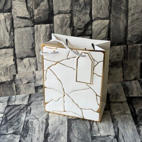 Stripped Gold Paper Bag (26x32x12) 12pcs