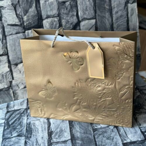 Landscape champagne gold paper bag(26x32x12) 12pcs
