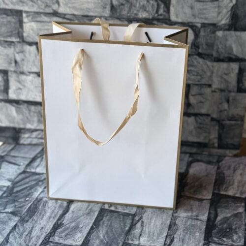 White with edge gold paper bag (26x32x12cm) 12pcs