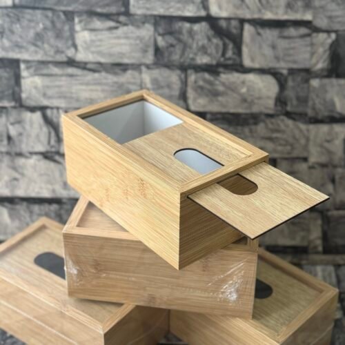 Wooden material tissue box