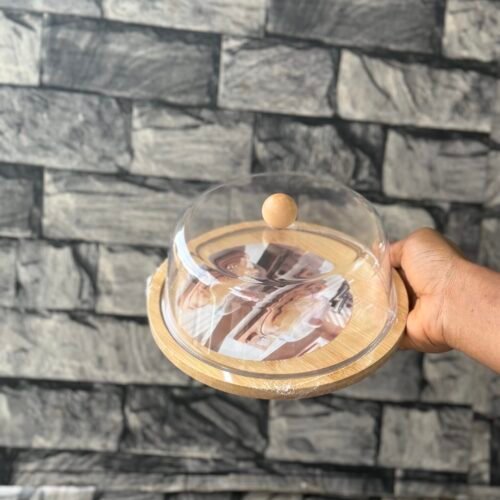 Acrylic and wood butter or cake container