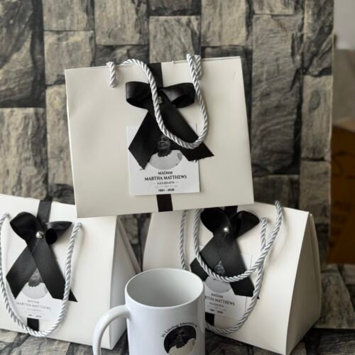 White ceramic mug (customized and packaged)