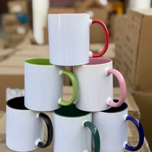 Inside colours Ceramic mug with colored handle