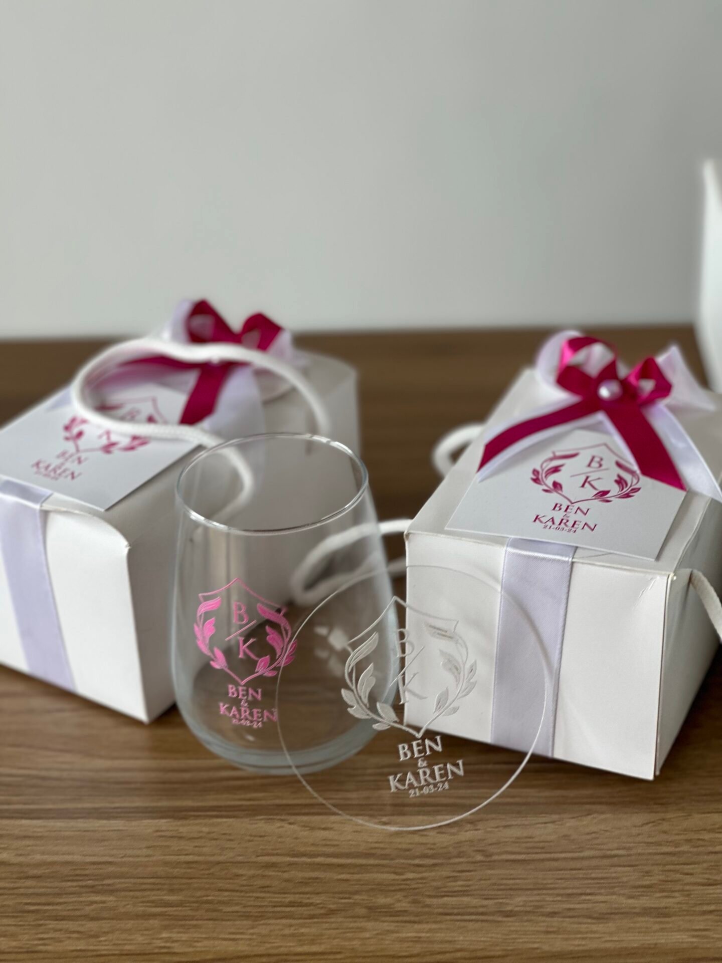500ml stemless glass cup and acrylic coaster (customized and packaged) - Image 2