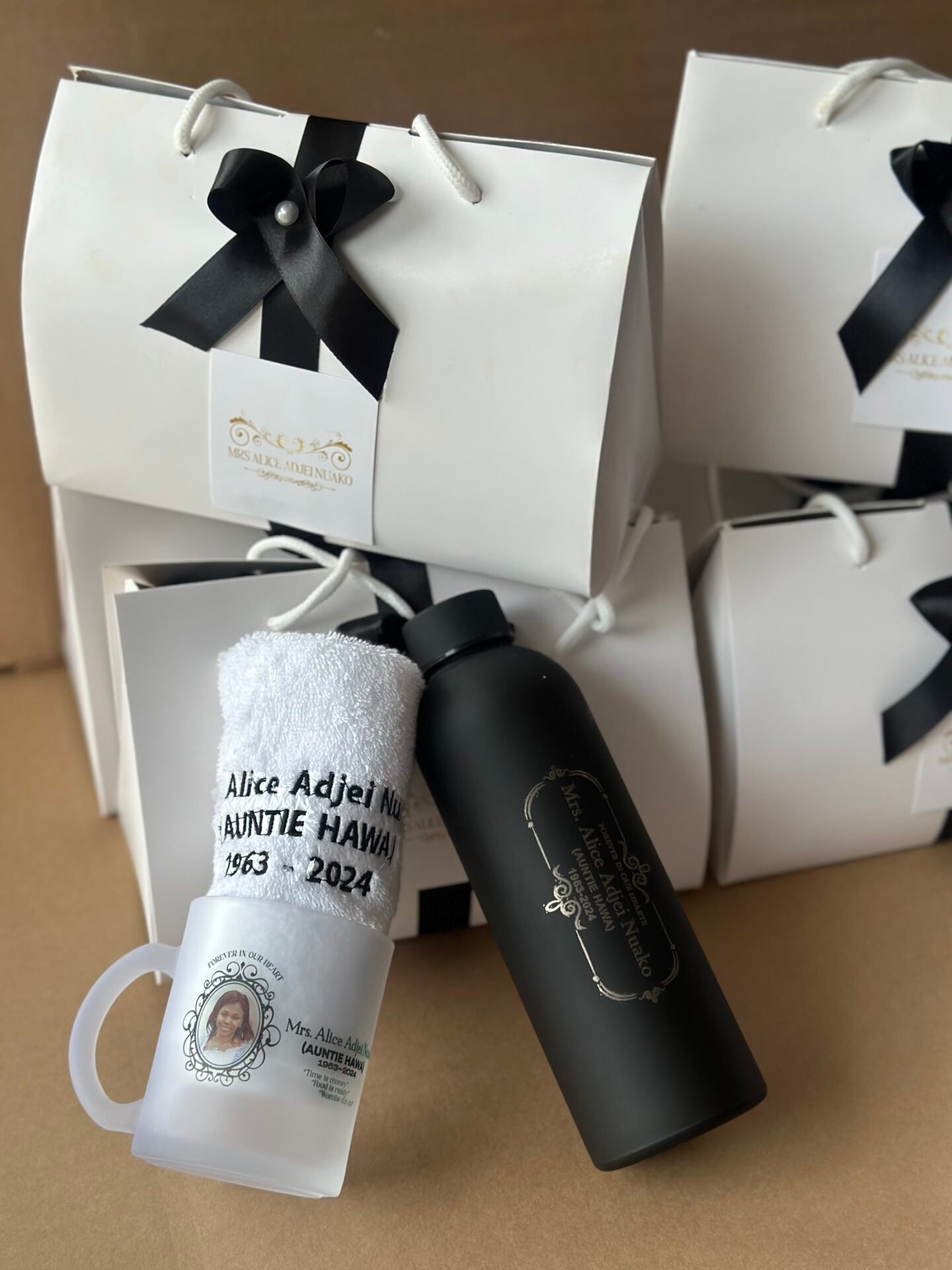 Flask and Towel, mug (customized and packaged)