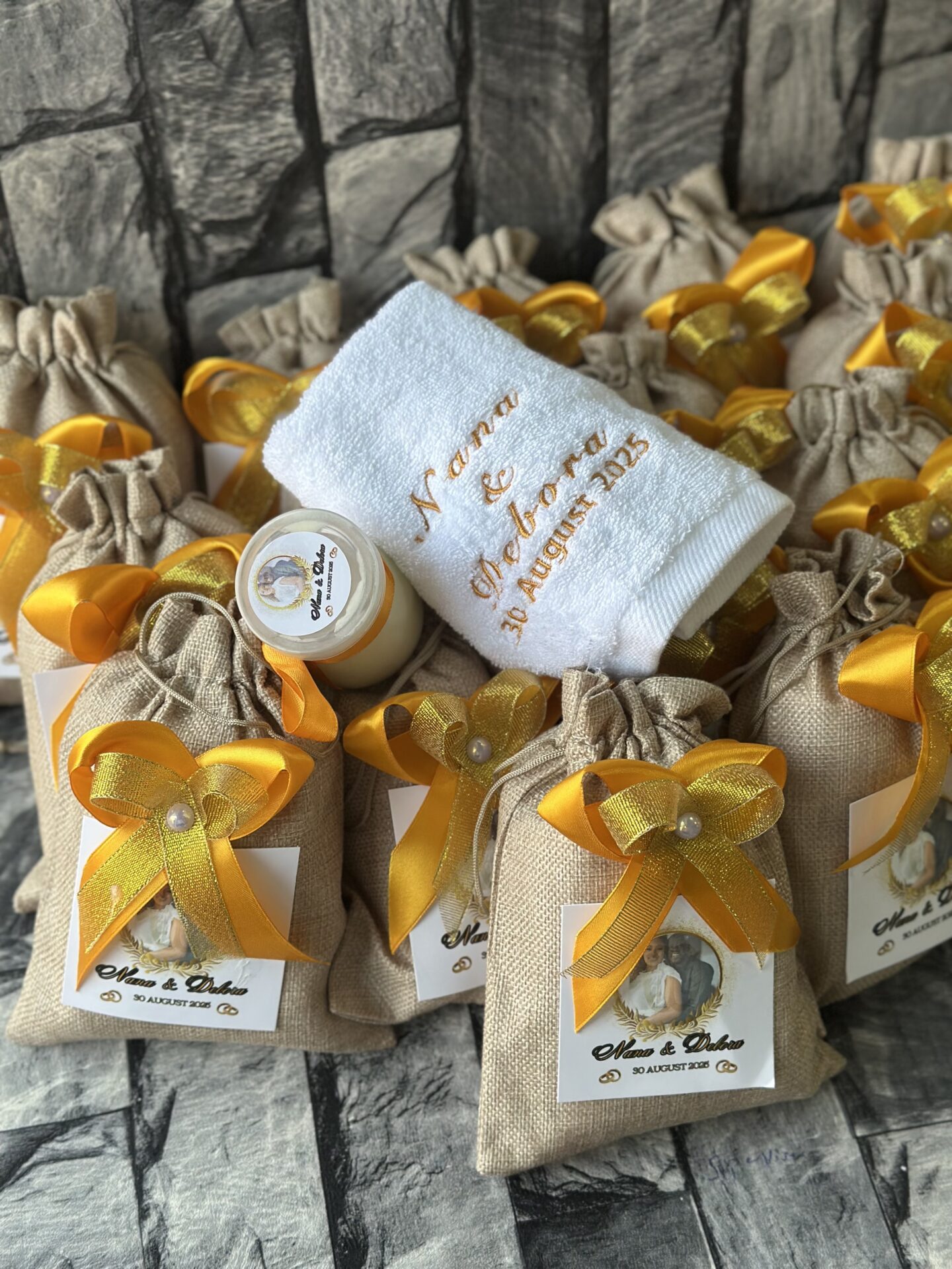 customized and packaged facetowel and shea butter