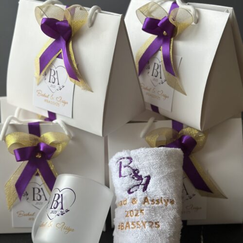customized and packaged frosted mug with facetowel